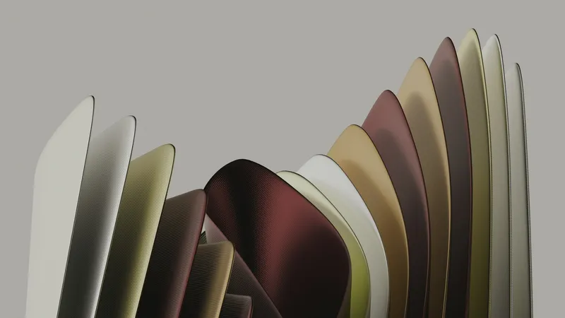 Curved fabric swatches in neutral and warm tones